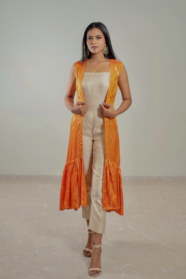 Orange Jacket With Fawn Jumpsuit Co-ord Set - Image 3