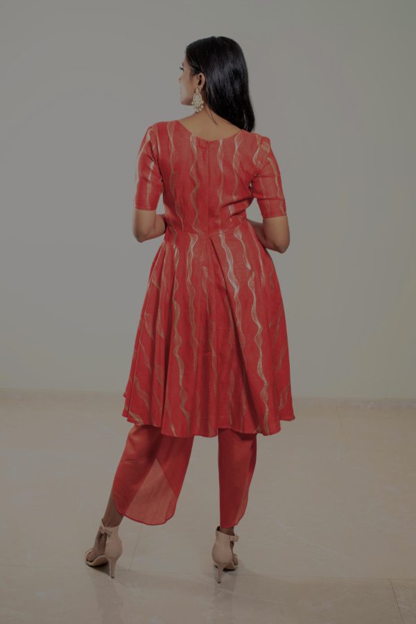 Crimson Red Foil Printed Co-ord - Image 3