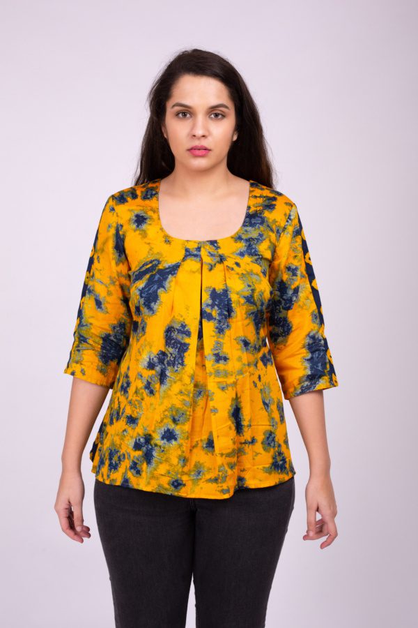 Yellow Shiboro Printed Top