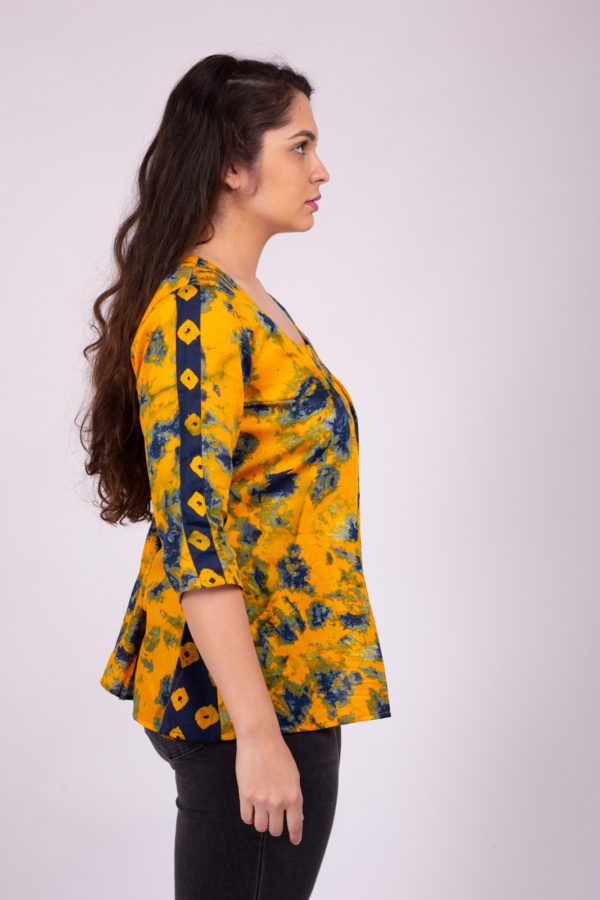 Yellow Shiboro Printed Top - Image 2