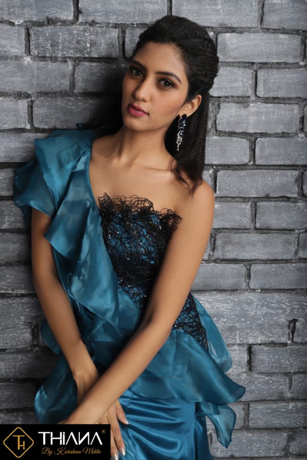 Teal Blue Frilled Dress - Image 8