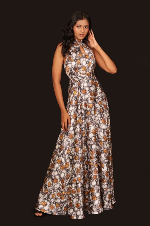 Diamond Print Maxi Dress