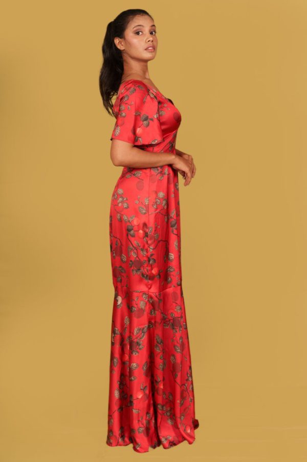 Scarlet Red Printed Long Dress