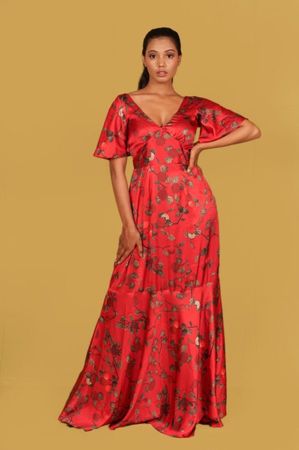 Scarlet Red Printed Long Dress - Image 2