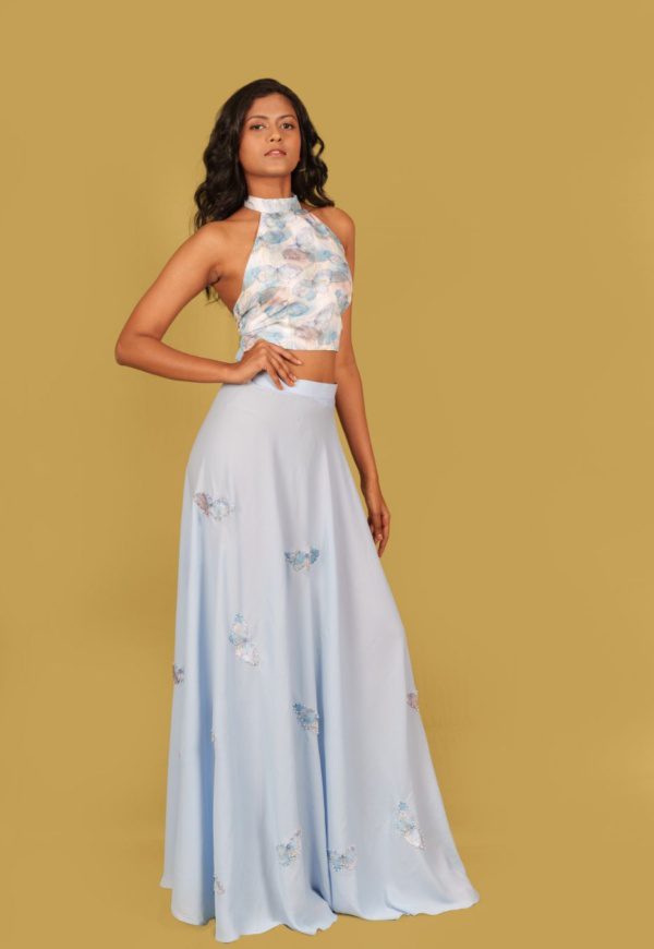 Light Blue Long Skirt Co-ords