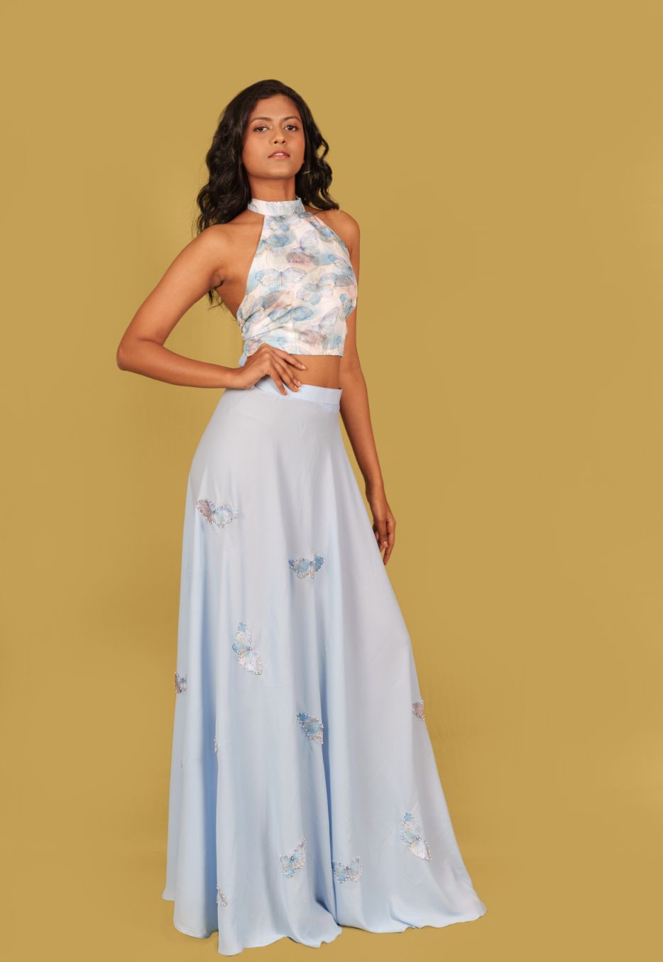 soft blue yellow co-ord set