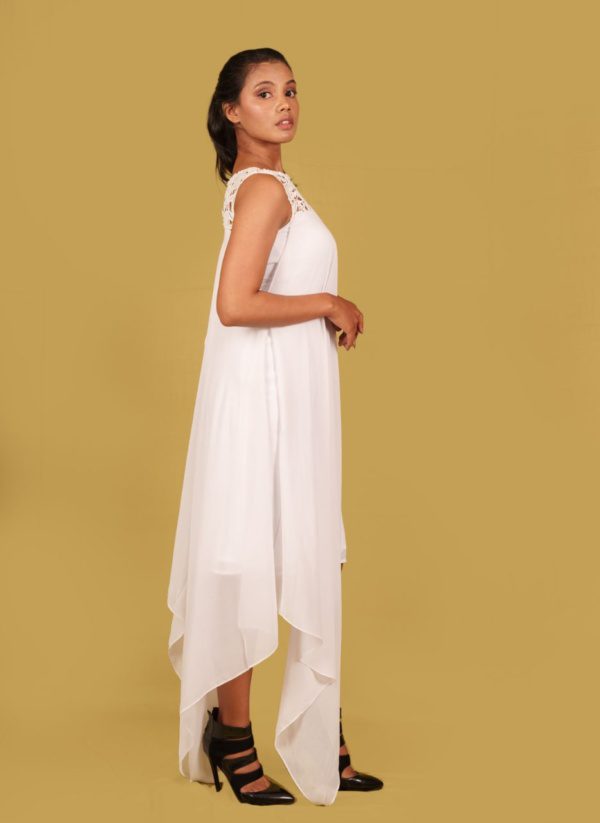 White Asymmetric Dress - Image 4