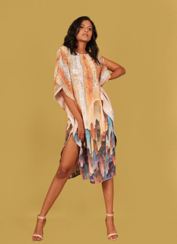 Multicolor City Print Kaftan - Image 4