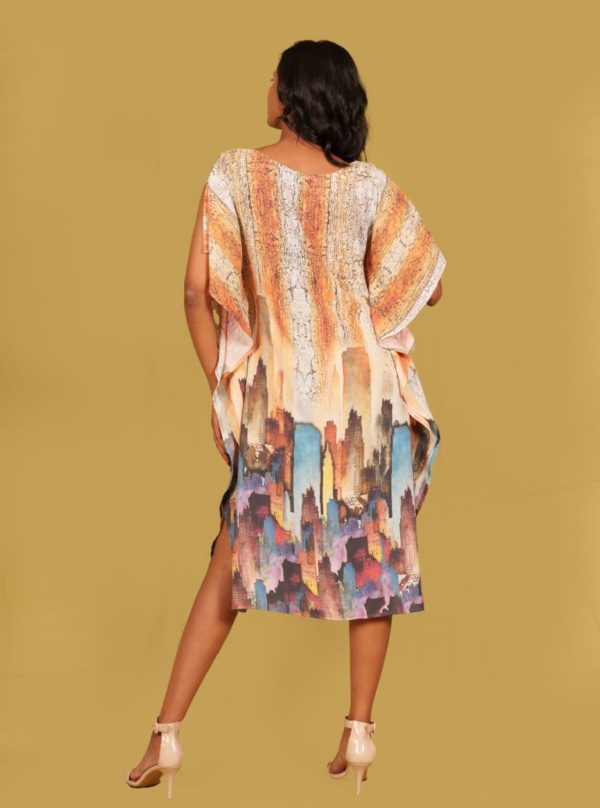 Multicolor City Print Kaftan - Image 3