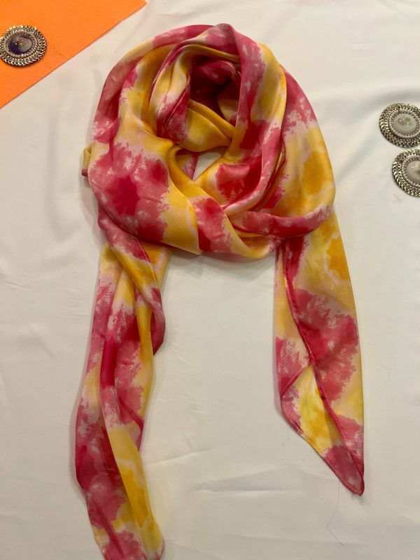 Pink and Yellow Printed Scarf