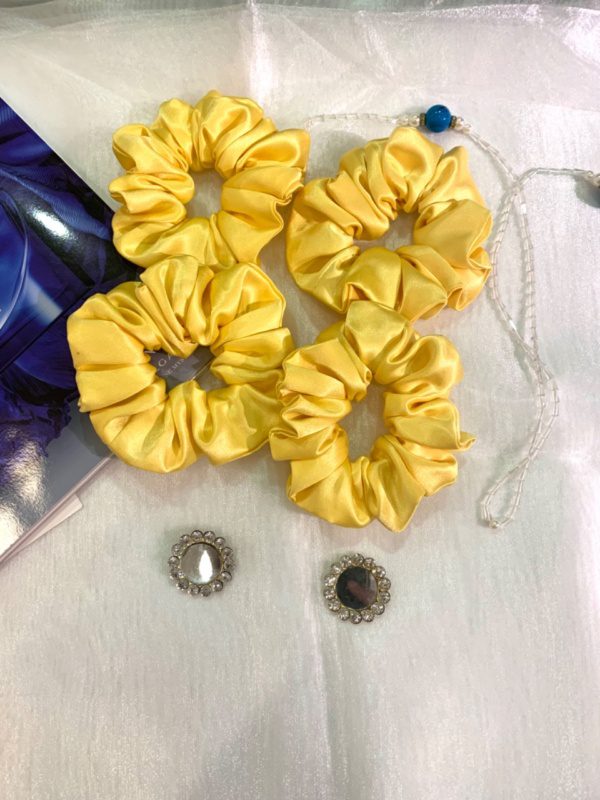 Yellow Satin Scrunchies