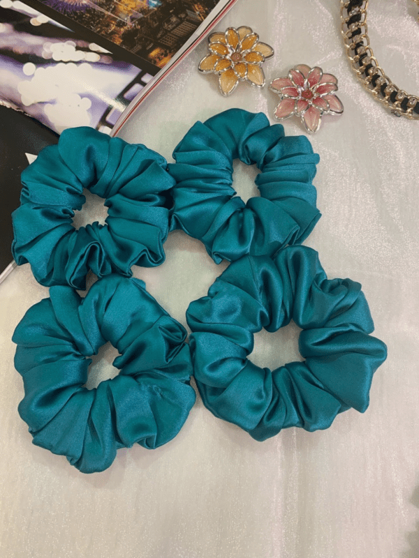 Ocean Green Satin Scrunchies