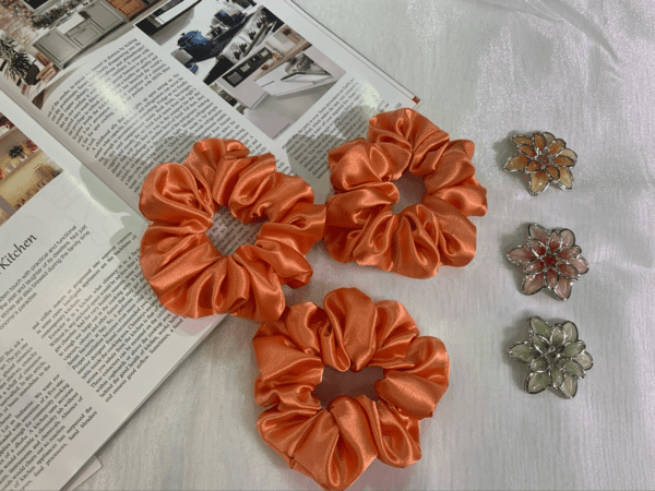 Orange Satin Scrunchies