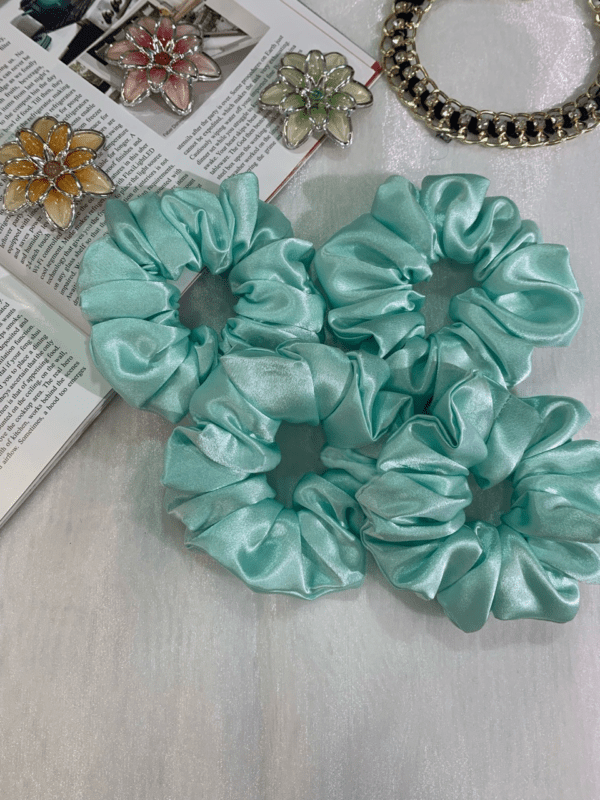 Sea Green Satin Scrunchies